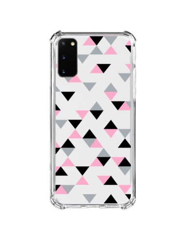 Coque Samsung Galaxy S20 FE Triangles Pink Rose Noir Transparente - Project M