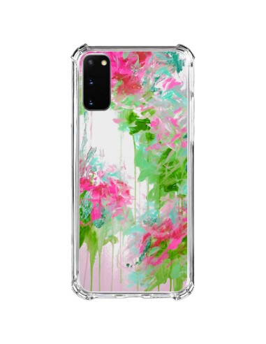 Cover Samsung Galaxy S20 FE Fiori Rosa Verde Trasparente - Ebi Emporium