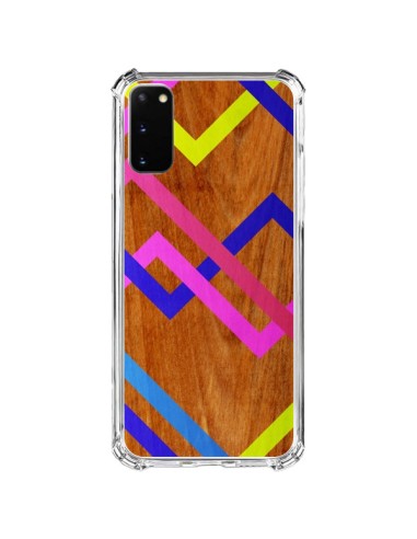 Coque Samsung Galaxy S20 FE Pink Yellow Wooden Bois Azteque Aztec Tribal - Jenny Mhairi
