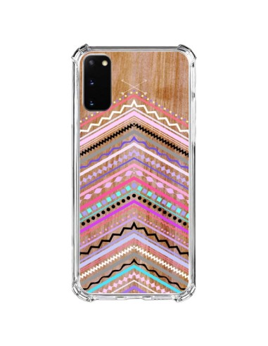 Coque Samsung Galaxy S20 FE Purple Chevron Wild Wood Bois Azteque Aztec Tribal - Jenny Mhairi