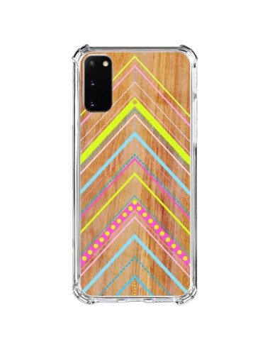 Coque Samsung Galaxy S20 FE Wooden Chevron Pink Bois Azteque Aztec Tribal - Jenny Mhairi