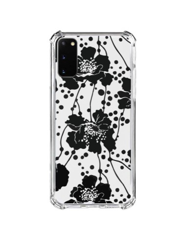 Coque Samsung Galaxy S20 FE Fleurs Noirs Flower Transparente - Dricia Do