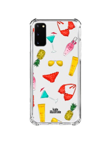 Coque Samsung Galaxy S20 FE Summer Essentials Ete Essentiel Transparente - kateillustrate