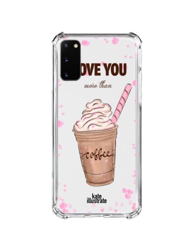 Coque Samsung Galaxy S20 FE I love you More Than Coffee Glace Amour Transparente - kateillustrate