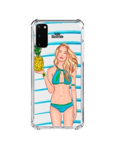 Samsung Galaxy S20 FE Case Malibu Ananas Plage Ete Blue Clear - kateillustrate