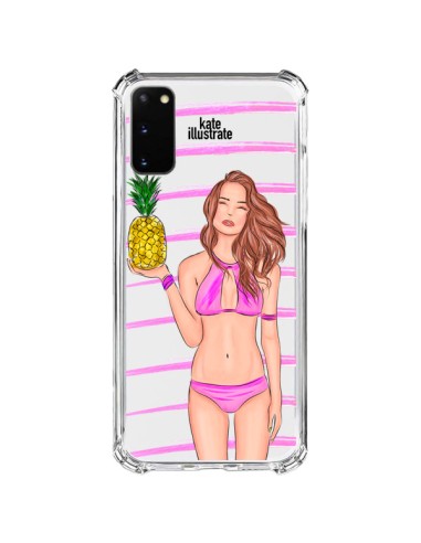 Cover Samsung Galaxy S20 FE Malibu Ananas Spiaggia Estate Rosa Trasparente - kateillustrate