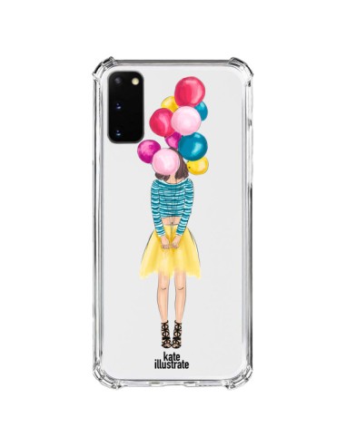 Coque Samsung Galaxy S20 FE Girls Balloons Ballons Fille Transparente - kateillustrate