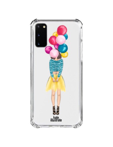 Samsung Galaxy S20 FE Case Girl Ballons Clear - kateillustrate