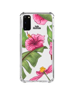 Coque Samsung Galaxy S20 FE Tropical Leaves Fleurs Feuilles Transparente - kateillustrate