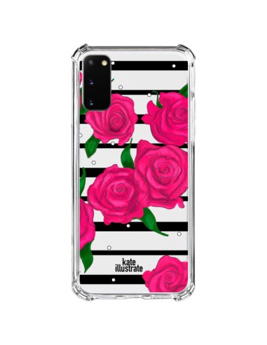 Samsung Galaxy S20 FE Case Pink Flowers Clear - kateillustrate