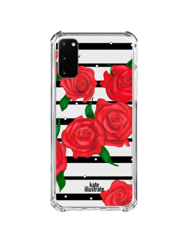 Coque Samsung Galaxy S20 FE Red Roses Rouge Fleurs Flowers Transparente - kateillustrate
