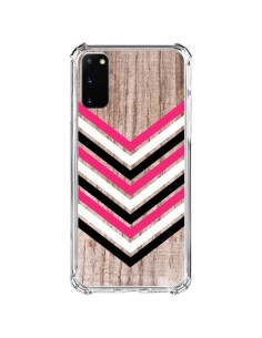 Coque Samsung Galaxy S20 FE Tribal Aztèque Bois Wood Flèche Rose Blanc Noir - Laetitia
