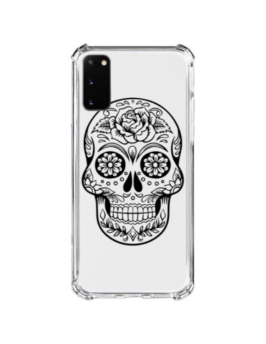 Coque Samsung Galaxy S20 FE Tête de Mort Mexicaine Noir Transparente - Laetitia