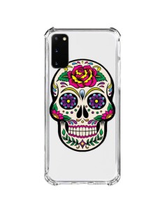 Coque Samsung Galaxy S20 FE Tête de Mort Mexicaine Fleurs Transparente - Laetitia