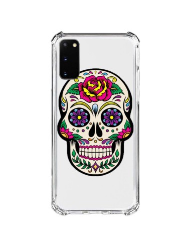 Coque Samsung Galaxy S20 FE Tête de Mort Mexicaine Fleurs Transparente - Laetitia