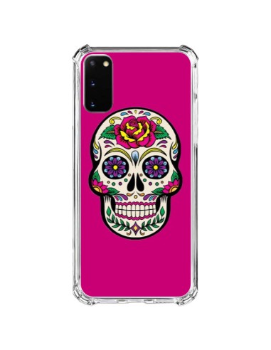 Coque Samsung Galaxy S20 FE Tête de Mort Mexicaine Rose Fushia - Laetitia
