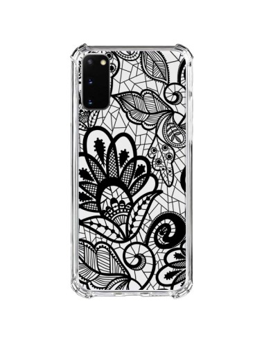 Samsung Galaxy S20 FE Case Pizzo Flowers Flower Black Clear - Petit Griffin