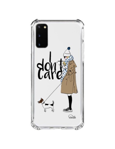 Cover Samsung Galaxy S20 FE I don't care Fille Cane Trasparente - Lolo Santo