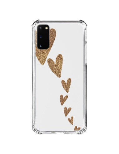Coque Samsung Galaxy S20 FE Coeur Falling Gold Hearts Transparente - Sylvia Cook