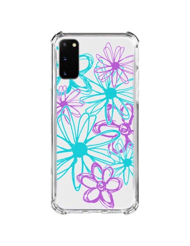 Samsung Galaxy S20 FE Case Flowers Purple e Turchesi Clear - Sylvia Cook