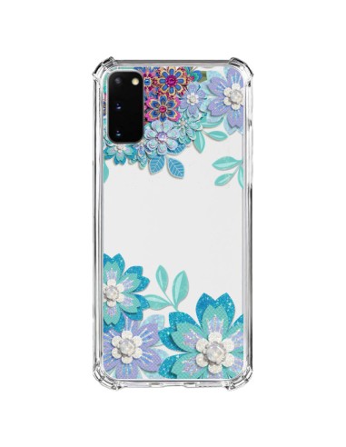 Coque Samsung Galaxy S20 FE Winter Flower Bleu, Fleurs d'Hiver Transparente - Sylvia Cook