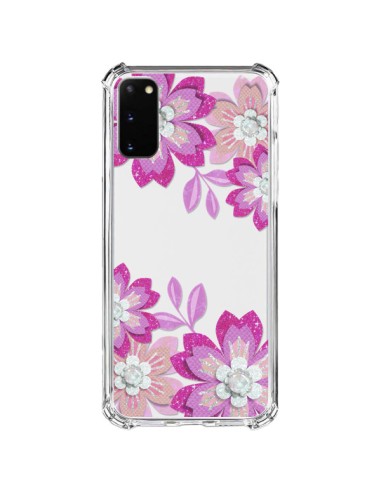 Cover Samsung Galaxy S20 FE Fiori Invernali Rosa Trasparente - Sylvia Cook