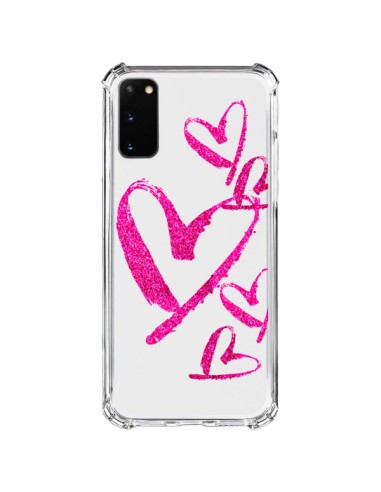 Coque Samsung Galaxy S20 FE Pink Heart Coeur Rose Transparente - Sylvia Cook