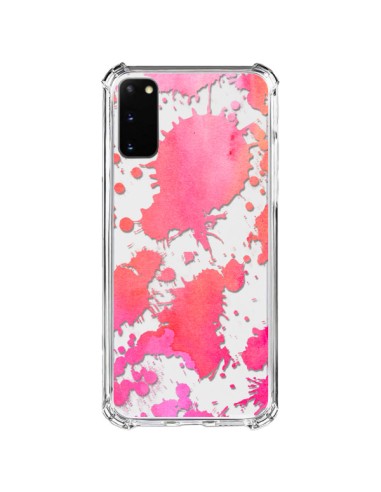 Coque Samsung Galaxy S20 FE Watercolor Splash Taches Rose Orange Transparente - Sylvia Cook