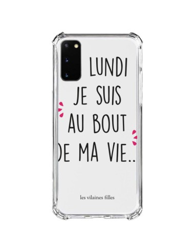 Coque Samsung Galaxy S20 FE Le lundi, je suis au bout de ma vie Transparente - Les Vilaines Filles