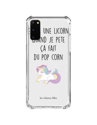 Cover Samsung Galaxy S20 FE Je suis une Unicorno, quand je pète ça fait du pop corn Trasparente - Les Vilaines Filles