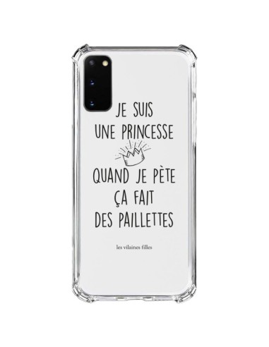 Coque Samsung Galaxy S20 FE Je suis une princesse quand je pète ça fait des paillettes Transparente - Les Vilaines Filles