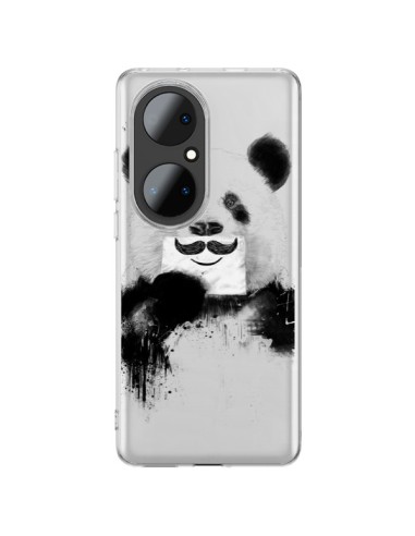 Cover Huawei P50 Pro Panda Divertene Baffi Trasparente - Balazs Solti