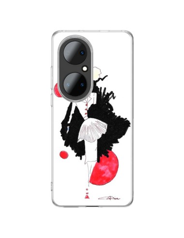 Coque Huawei P50 Pro Demoiselle Femme Fashion Mode Rouge - Cécile