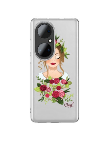 Coque Huawei P50 Pro Femme Closed Eyes Fleurs Transparente - Chapo