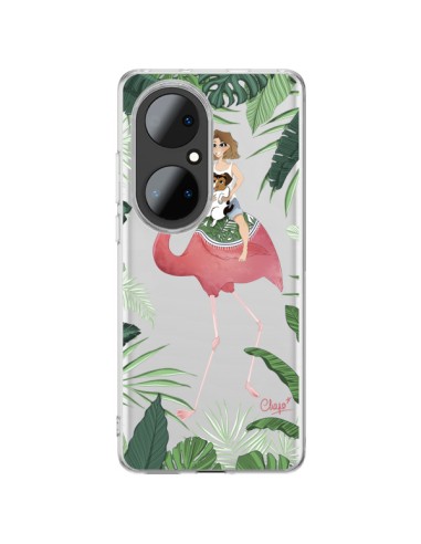 Coque Huawei P50 Pro Lolo Love Flamant Rose Chien Transparente - Chapo