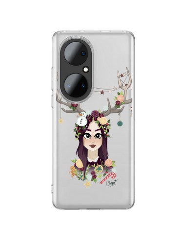 Coque Huawei P50 Pro Christmas Girl Femme Noel Bois Cerf Transparente - Chapo