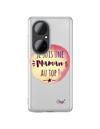 Coque Huawei P50 Pro Je suis une Maman au Top Orange Transparente - Chapo