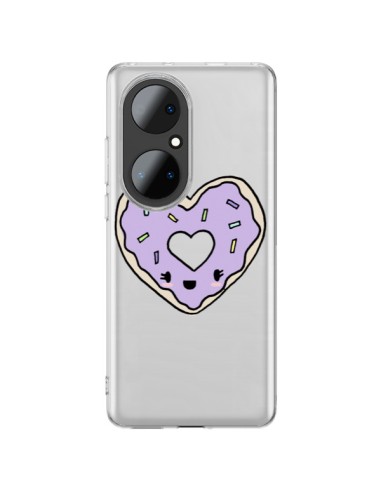 Coque Huawei P50 Pro Donuts Heart Coeur Violet Transparente - Claudia Ramos