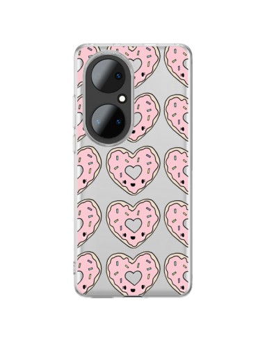 Coque Huawei P50 Pro Donuts Heart Coeur Rose Pink Transparente - Claudia Ramos
