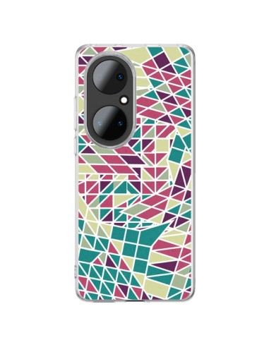 Cover Huawei P50 Pro Azteco Triangoli Verde Viola - Eleaxart