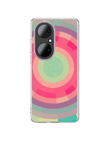 Coque Huawei P50 Pro Spirale de Couleurs Rose Vert - Eleaxart