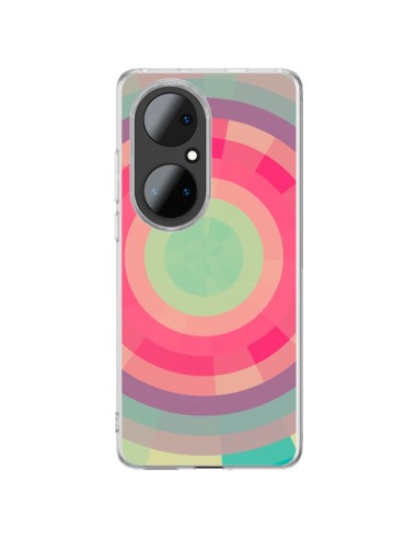 Huawei P50 Pro Case Color Spiral Green Pink - Eleaxart