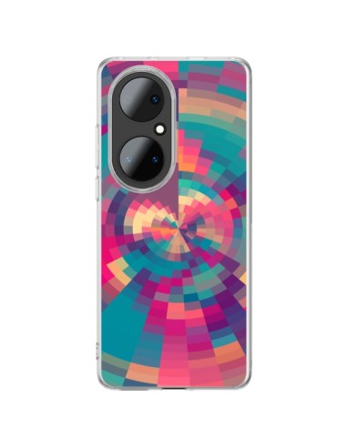 Huawei P50 Pro Case Color Spiral Pink Purple - Eleaxart
