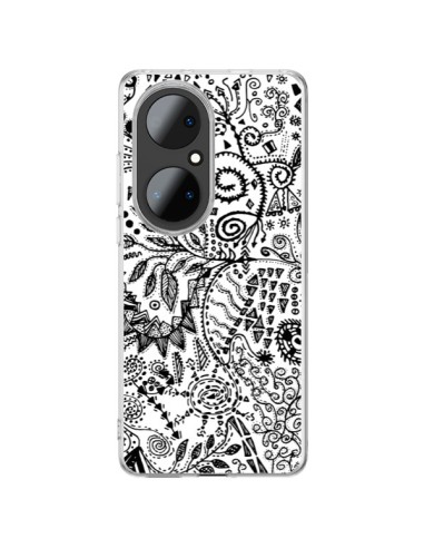 Cover Huawei P50 Pro Azteco Bianco e Nero - Eleaxart