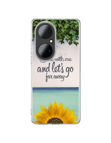 Coque Huawei P50 Pro Let's Go Far Away Flower Fleur Tournesol - Eleaxart