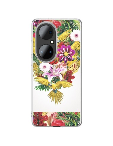 Huawei P50 Pro Case Parrot Floral - Eleaxart