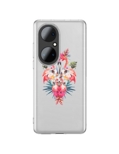 Coque Huawei P50 Pro Tropicales Flamingos Tropical Flamant Rose Summer Ete - Eleaxart