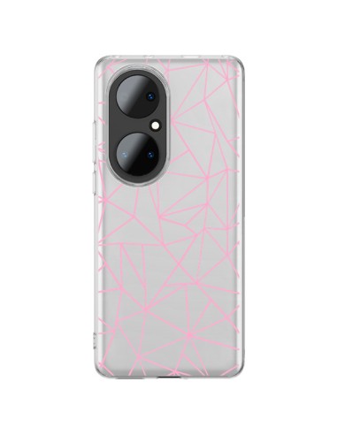 Cover Huawei P50 Pro Linee Trangolo Rosa Trasparente - Project M