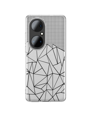 Coque Huawei P50 Pro Lignes Grille Grid Abstract Noir Transparente - Project M