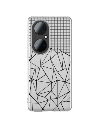 Coque Huawei P50 Pro Lignes Grille Grid Abstract Noir Transparente - Project M